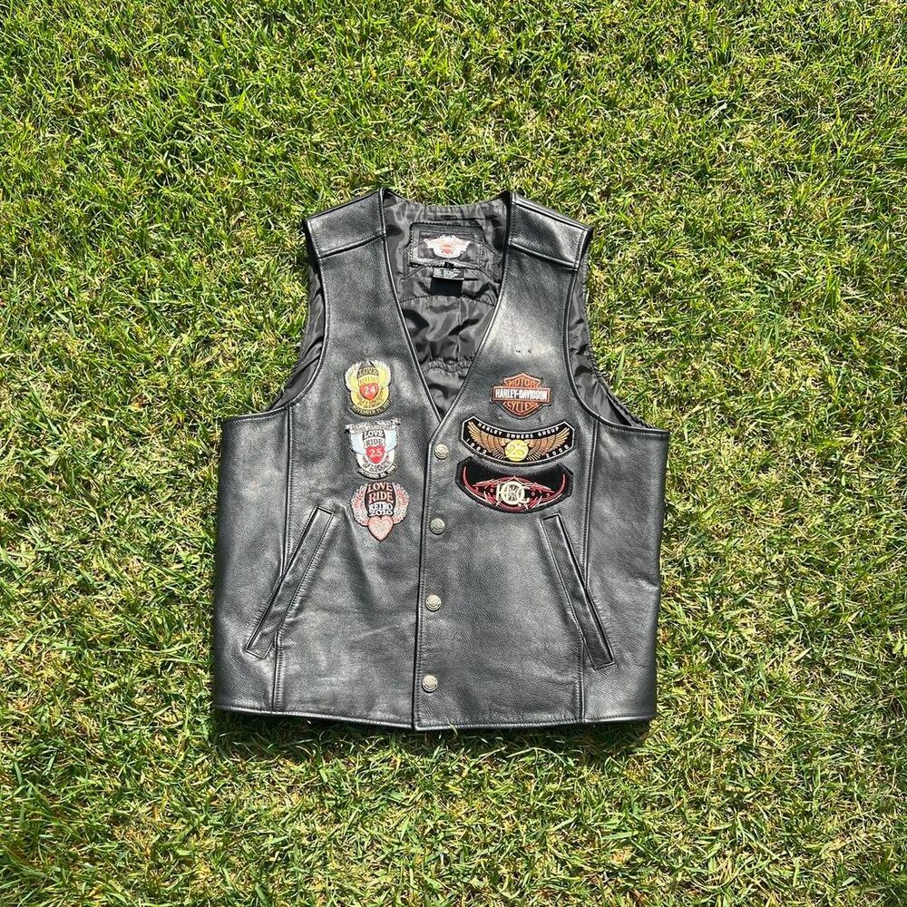 Harley davidson owner’s group patched vest mens size L rare biker moto
